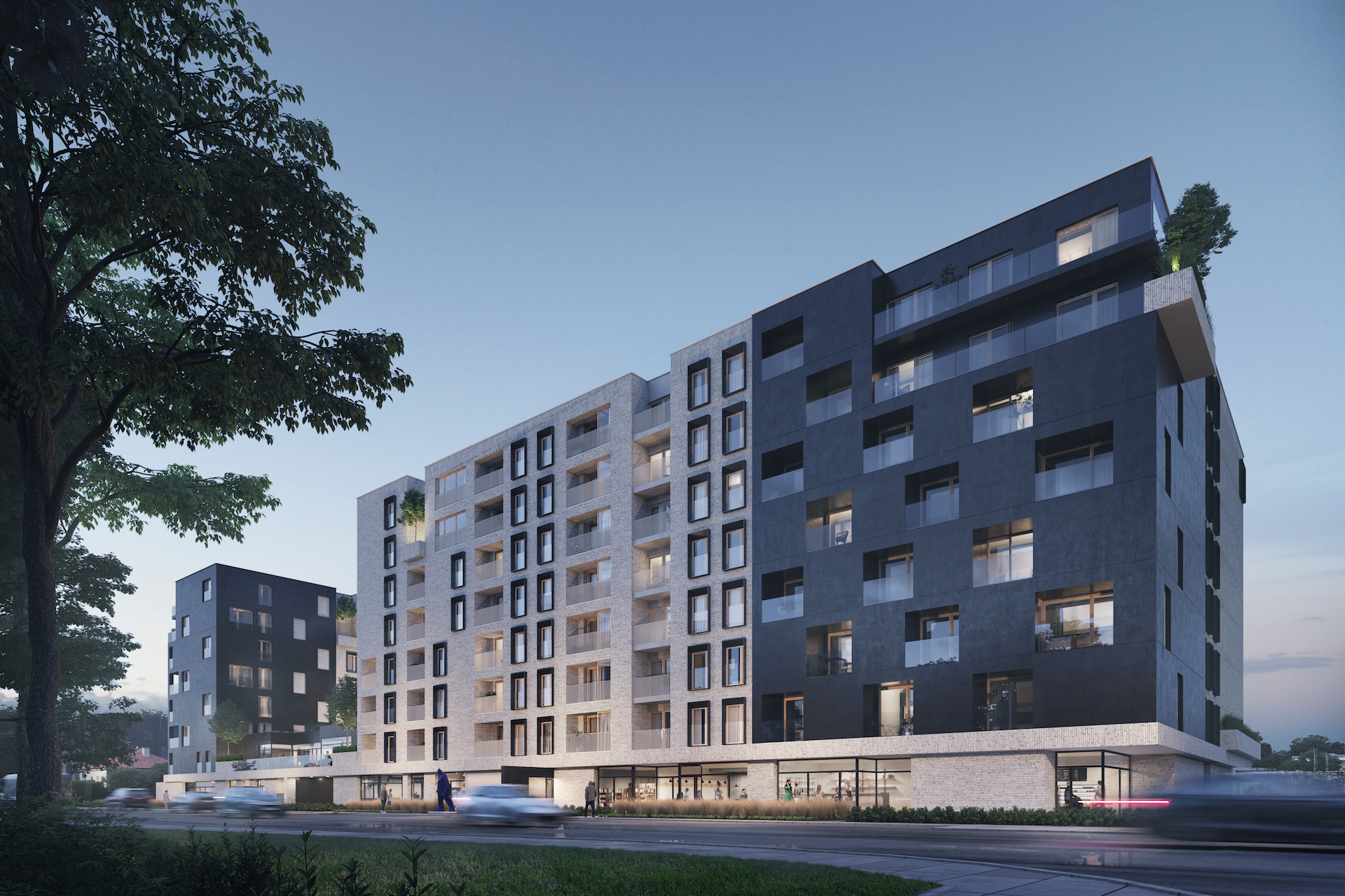 widok na apartamentowiec noho